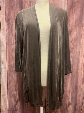 Chico's Travelers Taupe/Grey Open Front Jacket